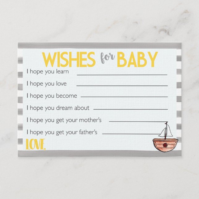 Wishes for Baby Advice Card (Front)