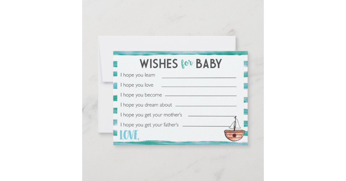 Wishes for Baby Advice Card Zazzle