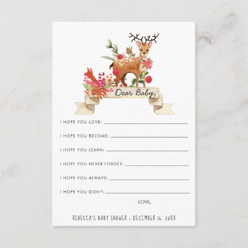 Wishes for Baby Advice Card  Reindeer