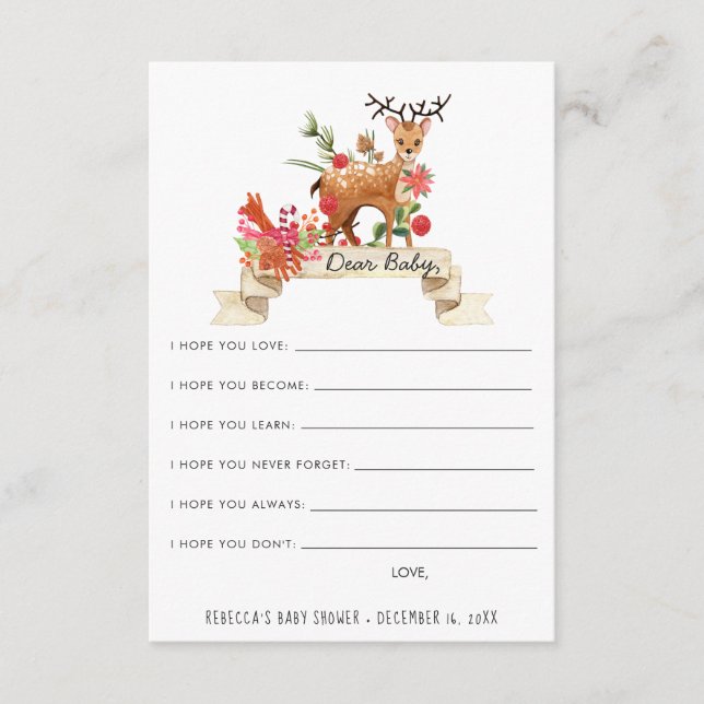 Wishes for Baby Advice Card | Reindeer (Front)