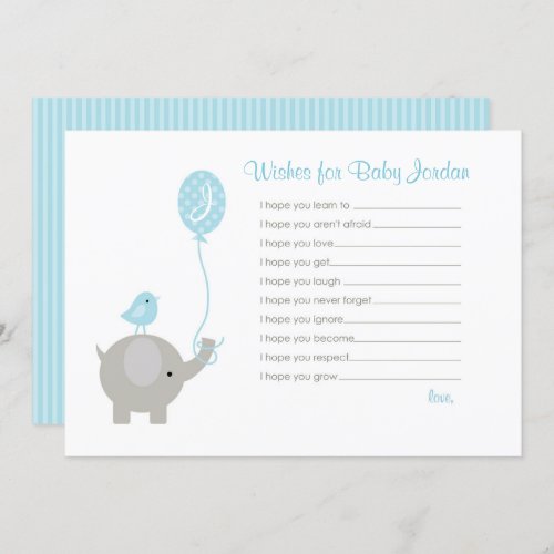 Wishes for Baby Advice Cards Elephant Boys