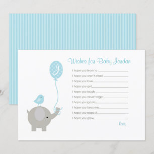 Wishes for Baby Advice Cards (Elephant Boys)