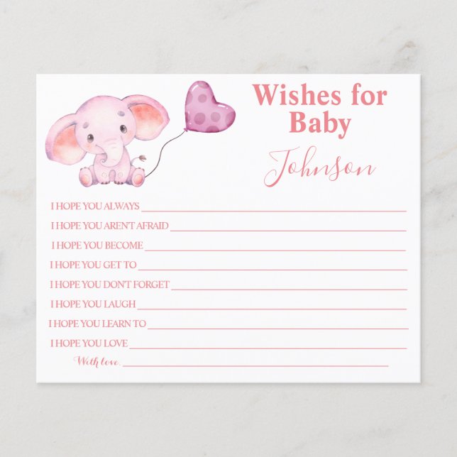 Wishes For Baby | Baby Elephant | Baby Shower Card Flyer (Front)
