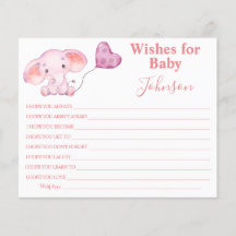 Wishes For Baby | Baby Elephant | Baby Shower Card