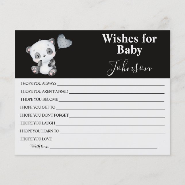 Wishes For Baby | Baby Panda | Baby Shower Card Flyer (Front)