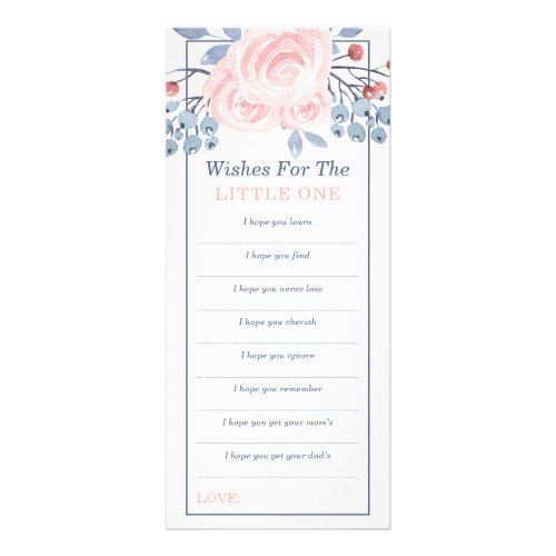 Wishes for Baby Baby Shower Blue Pink Rack Card