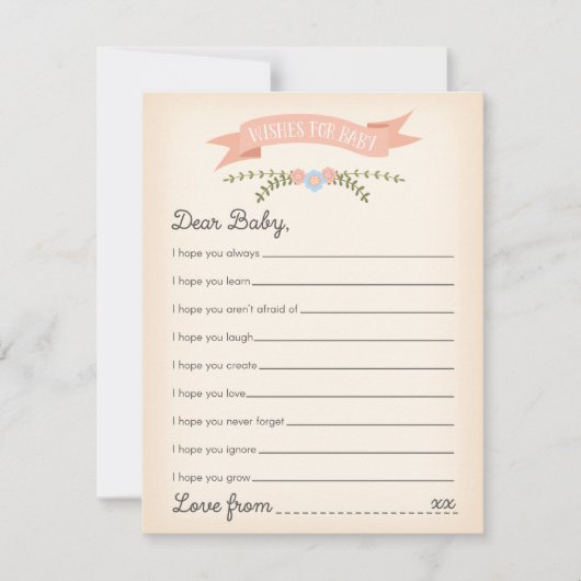 Wishes for Baby - Baby Shower Game Card (Front)