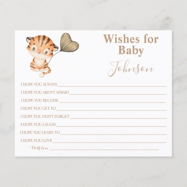 Wishes For Baby | Baby Tiger | Baby Shower Card Flyer (Front)