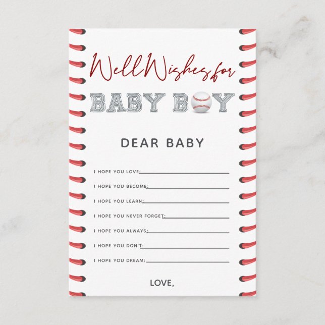 Wishes for Baby Baseball Baby Shower Enclosure Card (Front)