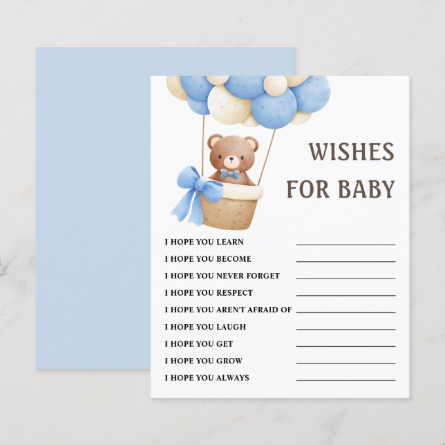 Wishes for Baby | Bear Balloon Baby Shower Game  (Front/Back)