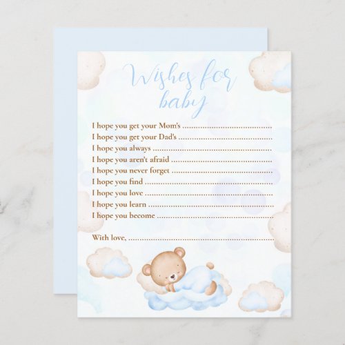 Wishes For Baby Bear Blue Baby Shower Game