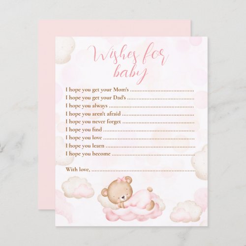 Wishes For Baby Bear Pink Baby Shower Game