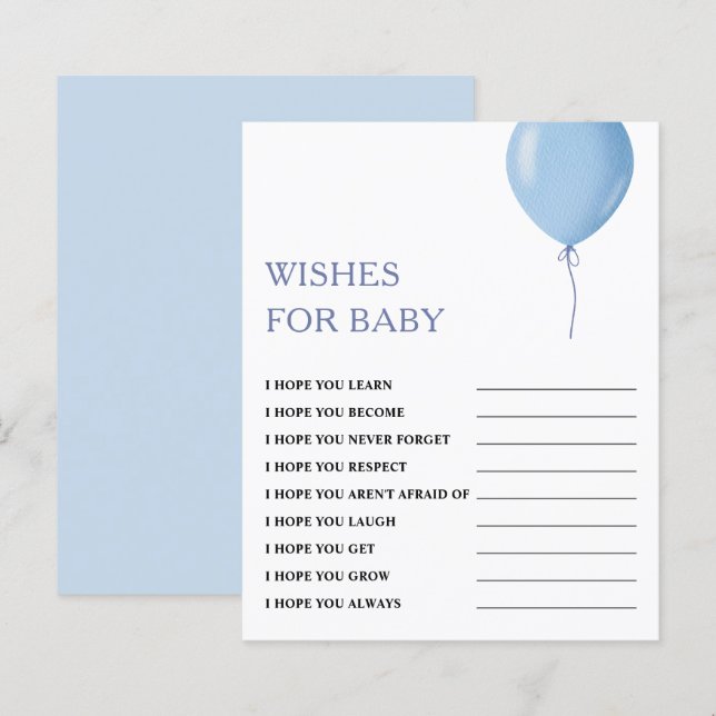 Wishes for Baby | Blue Balloon Baby Shower Game (Front/Back)