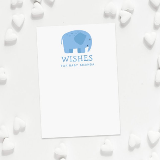 Wishes for Baby | Blue Elephant Baby Shower Game Enclosure Card (Creator Uploaded)