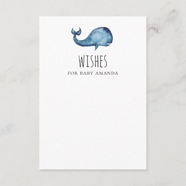 Wishes for baby. Blue whale. Cute animal advice Enclosure Card (Front)