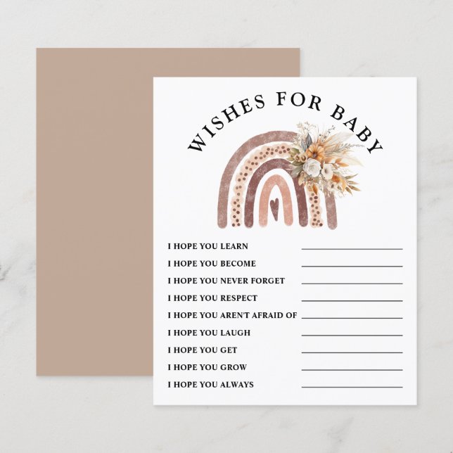  Wishes for Baby | Boho Rainbow Baby Shower Game  (Front/Back)