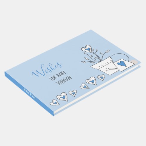 Wishes for Baby Boy Blue Love Hearts Baby Shower Guest Book