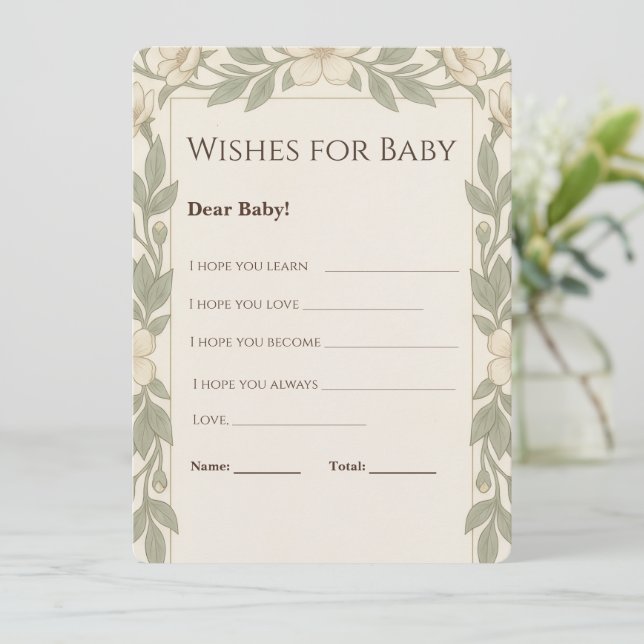 Wishes for Baby Card, Baby Shower Advice Card (Standing Front)