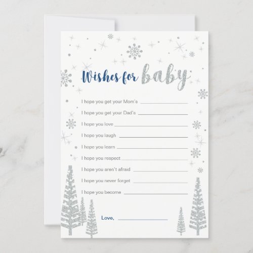 Wishes for Baby Card Blue Boy Baby Shower Game Invitation