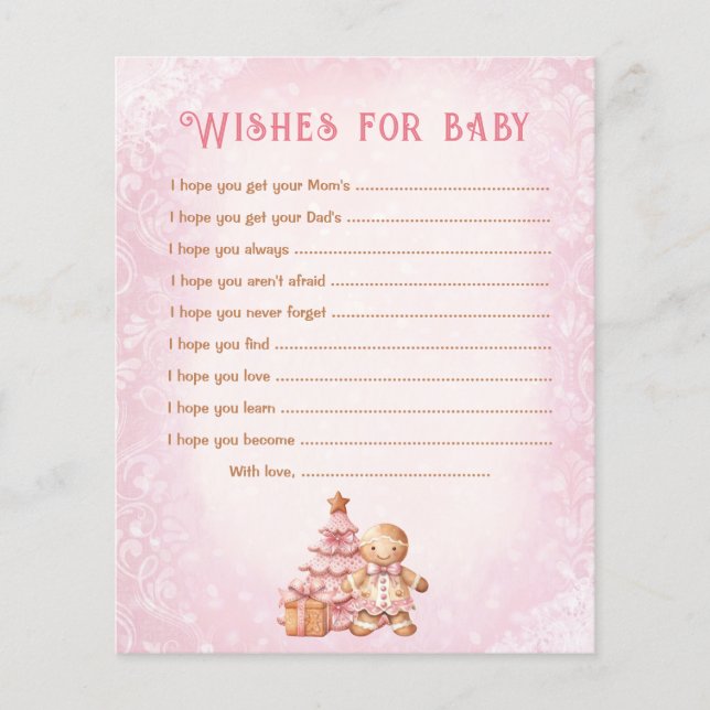 Wishes For Baby Card Christmas Baby Shower Game (Front)