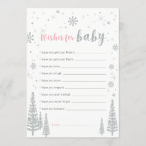 Wishes for Baby Card, Girl Baby Shower Game Invitation