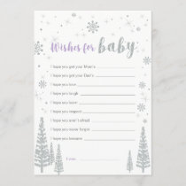 Wishes for Baby Card, Purple Girl Baby Shower Game Invitation