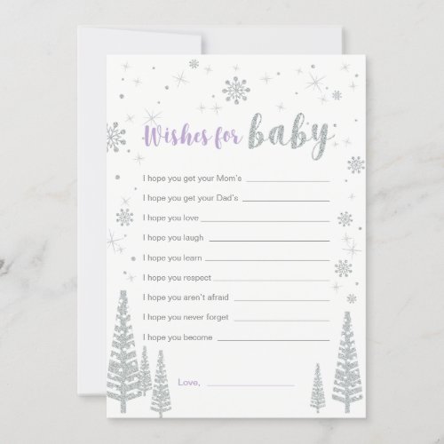 Wishes for Baby Card Purple Girl Baby Shower Game Invitation