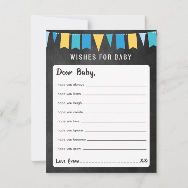 Wishes for Baby Chalkboard Baby Shower Game Card (Front)