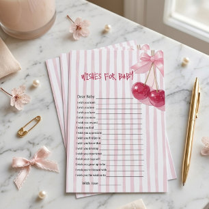 Wishes for Baby Cherry Pink Bow Red Retro Summer