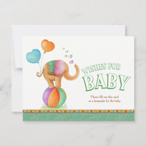 Wishes for baby circus elephant shower postcard