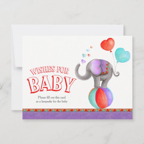 Wishes for baby circus elephant shower postcard