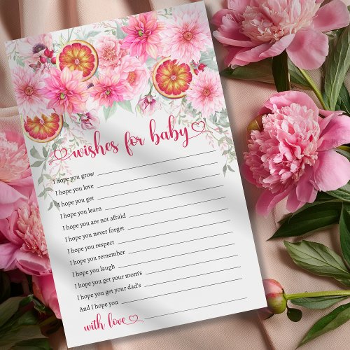 Wishes For Baby Citrus Pink Baby Shower Game