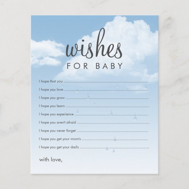 Wishes for Baby Clouds Baby Shower Advice Cards (Front)