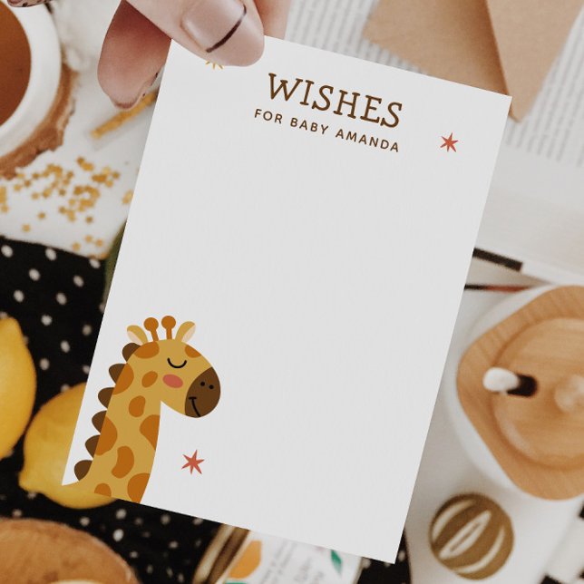 Wishes for Baby | Cute Safari Giraffe Baby Shower Enclosure Card (Creator Uploaded)