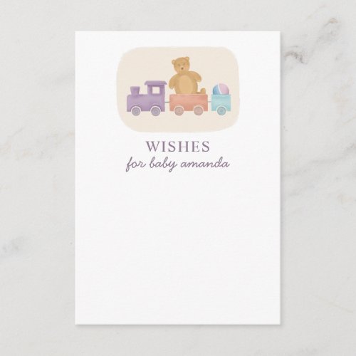 Wishes for baby Cute toys train and bear Advice Enclosure Card