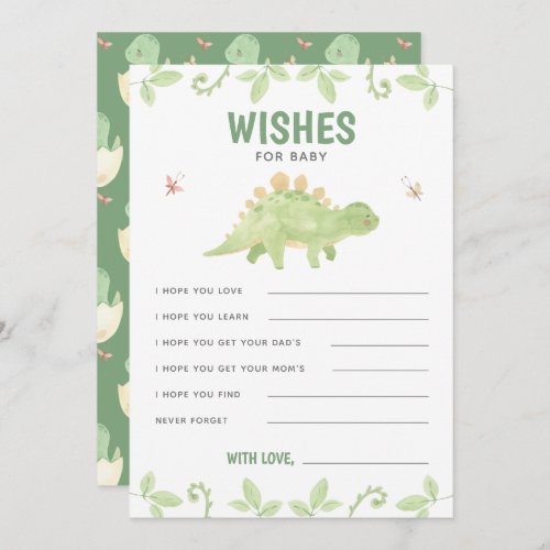 Wishes For Baby Dinosaur Gender Neutral Shower Advice Card