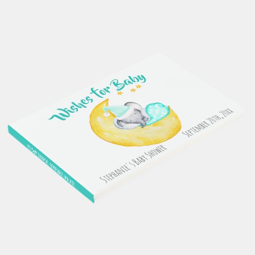 Wishes for Baby Elephant Moon  Stars Baby Shower Guest Book