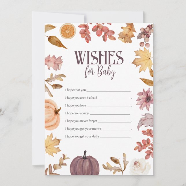 Wishes for Baby, Fall Baby Wishes Invitation (Front)