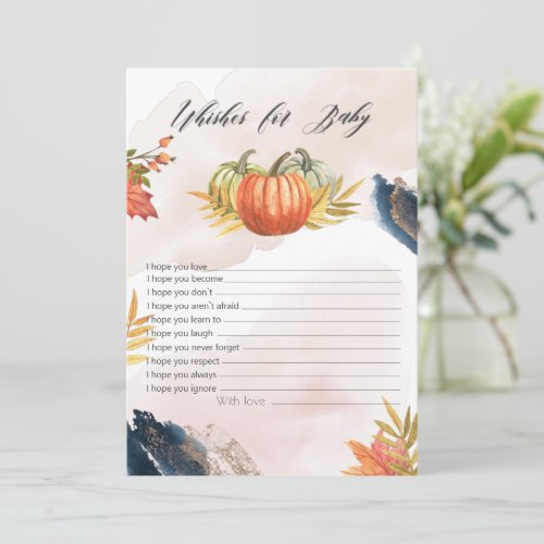 Wishes For baby Fall Pumpkin Baby Shower Card