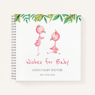 Wishes for Baby Flamingo Baby Shower Guest Book