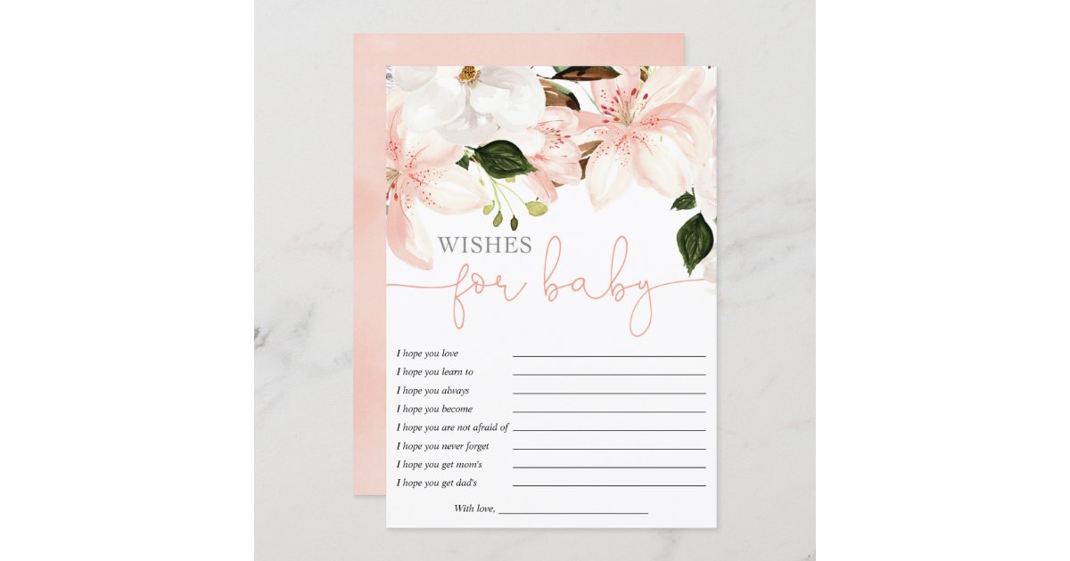 Wishes for Baby floral lilies girl baby shower Invitation | Zazzle
