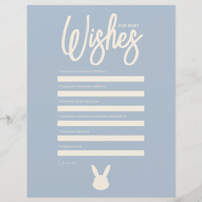 Wishes for Baby Game bunny baby shower  (Front)