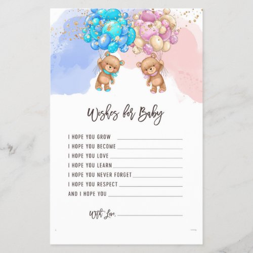 Wishes For Baby Gender Reveal Game  Flyer