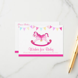 Wishes for baby - girl baby shower pink advice card