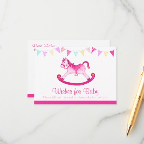 Wishes for baby _ girl baby shower pink advice card