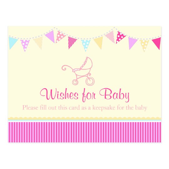 Wishes for baby - girl baby shower pink postcard | Zazzle