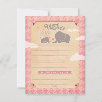 Wishes For Baby Girl - Elephant Advice Cards by joyonpaper at Zazzle