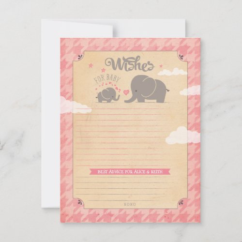 Wishes for Baby Girl _ Elephant Advice Cards