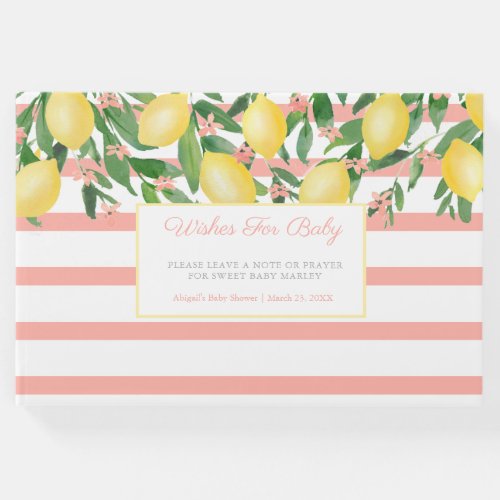 Wishes For Baby Girl Lemons Pink Baby Shower Guest Book