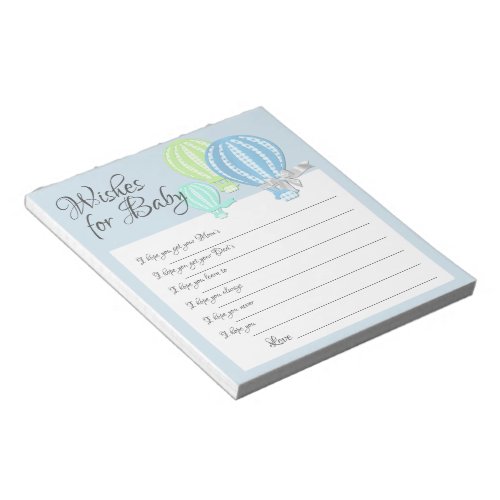 Wishes for Baby Hot Air Balloons Shower Game Notep Notepad